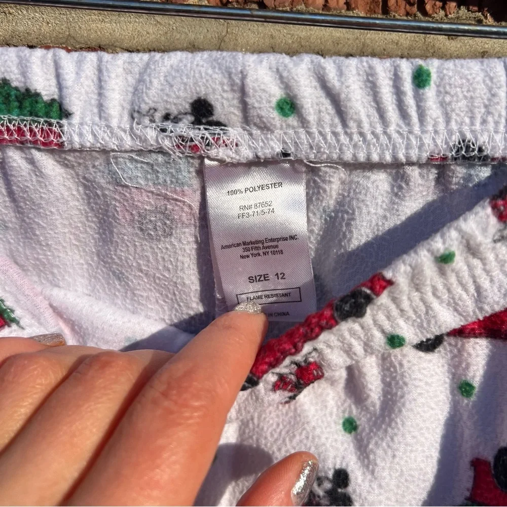 Disney White and Red Christmas Tree Truck Mickey Mouse Fleece PJ Pants
